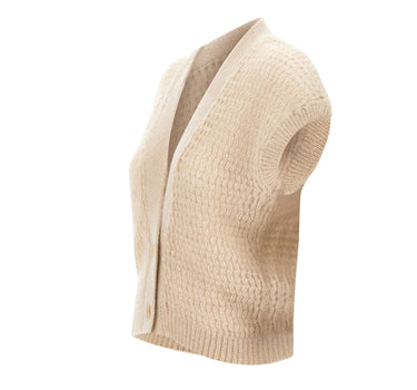ELEVENTY Cardigan smanicato in mohair e seta BEIGE Donna 