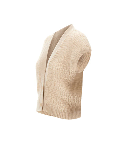 ELEVENTY Cardigan smanicato in mohair e seta BEIGE Donna 