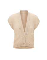 ELEVENTY Cardigan smanicato in mohair e seta BEIGE Donna 