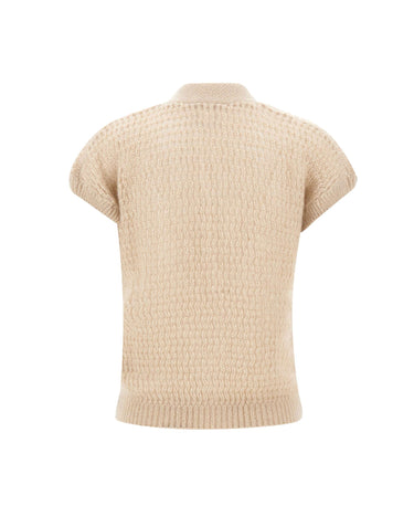 ELEVENTY Cardigan smanicato in mohair e seta BEIGE Donna 