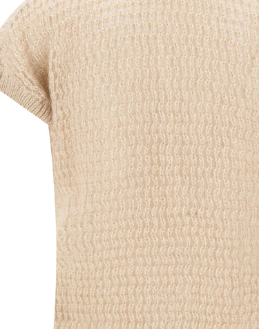 ELEVENTY Cardigan smanicato in mohair e seta BEIGE Donna 