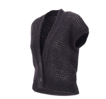ELEVENTY Cardigan smanicato in mohair e seta GREY Donna 