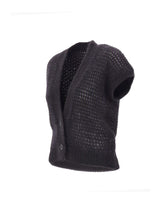 ELEVENTY Cardigan smanicato in mohair e seta GREY Donna 