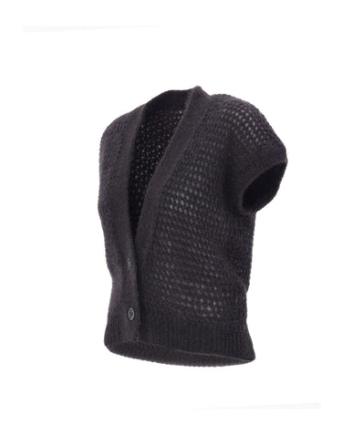 ELEVENTY Cardigan smanicato in mohair e seta GREY Donna 