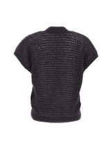 ELEVENTY Cardigan smanicato in mohair e seta GREY Donna 