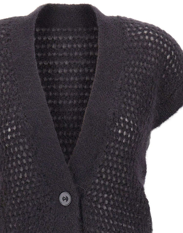 ELEVENTY Cardigan smanicato in mohair e seta GREY Donna 