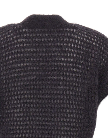 ELEVENTY Cardigan smanicato in mohair e seta GREY Donna 