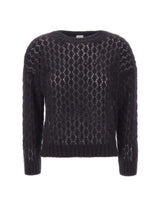 ELEVENTY Maglione in misto mohair e seta BLACK Donna 
