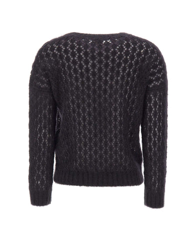 ELEVENTY Maglione in misto mohair e seta BLACK Donna 