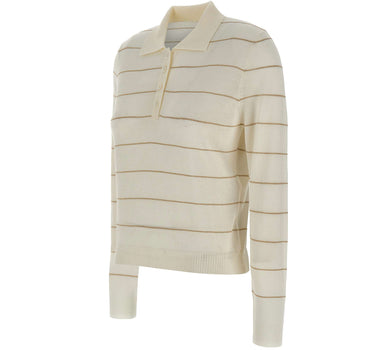 ELEVENTY Polo in lana a righe WHITE Donna 
