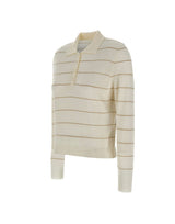 ELEVENTY Polo in lana a righe WHITE Donna 