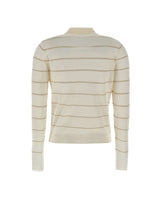 ELEVENTY Polo in lana a righe WHITE Donna 