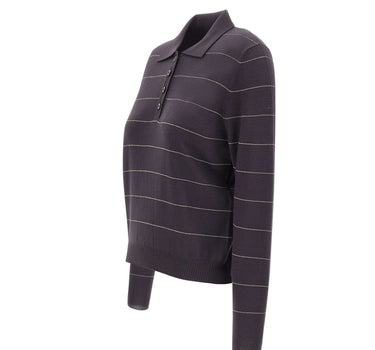 ELEVENTY Polo in lana a righe GREY Donna 