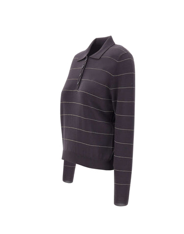 ELEVENTY Polo in lana a righe GREY Donna 