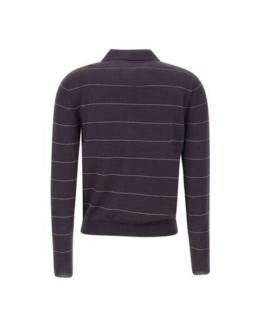 ELEVENTY Polo in lana a righe GREY Donna 