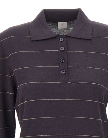 ELEVENTY Polo in lana a righe GREY Donna 