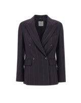 ELEVENTY Blazer doppiopetto in misto lana BLUE Donna 