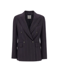 ELEVENTY Blazer doppiopetto in misto lana BLUE Donna 