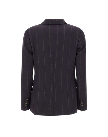 ELEVENTY Blazer doppiopetto in misto lana BLUE Donna 