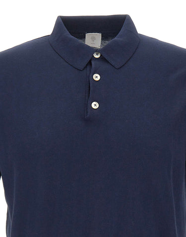 ELEVENTY Polo in crêpe di cotone BLUE Uomo 