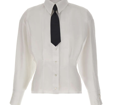 ELISABETTA FRANCHI Camicia in popeline con cravattino WHITE Donna 