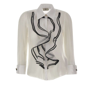 ELISABETTA FRANCHI Camicia con volant WHITE Donna 