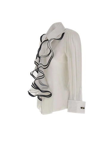 ELISABETTA FRANCHI Camicia con volant WHITE Donna 