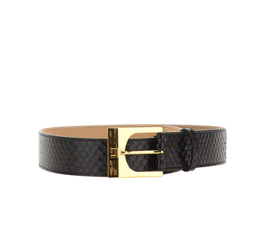 ELISABETTA FRANCHI Cintura in pelle con trama a squame BLACK Donna 