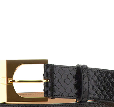 ELISABETTA FRANCHI Cintura in pelle con trama a squame BLACK Donna 