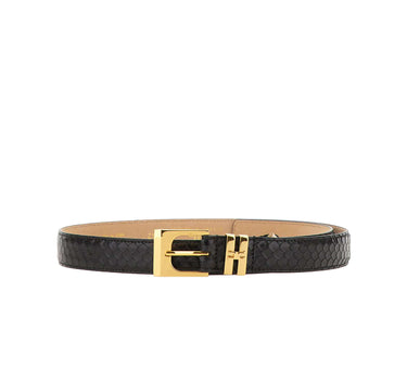 ELISABETTA FRANCHI Cintura in pelle con trama a squame BLACK Donna 