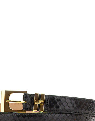 ELISABETTA FRANCHI Cintura in pelle con trama a squame BLACK Donna 