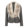 ELISABETTA FRANCHI Giacca in lana con collo effetto pelliccia GREY Donna 