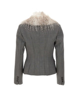 ELISABETTA FRANCHI Giacca in lana con collo effetto pelliccia GREY Donna 