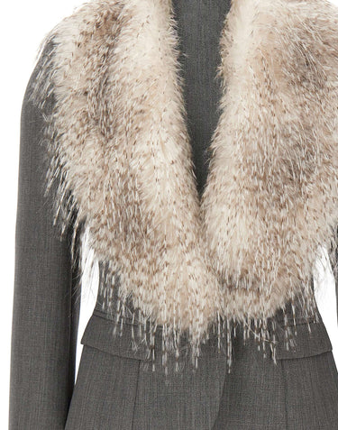 ELISABETTA FRANCHI Giacca in lana con collo effetto pelliccia GREY Donna 