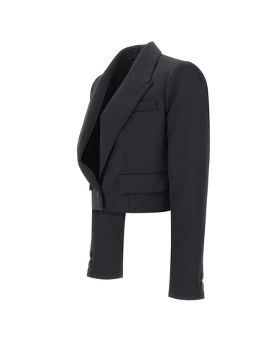 ELISABETTA FRANCHI Giacca crop in lana BLACK Donna 