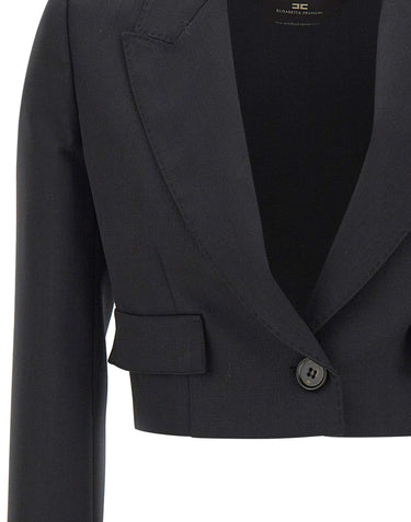 ELISABETTA FRANCHI Giacca crop in lana BLACK Donna 