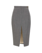 ELISABETTA FRANCHI Gonna in lana con spacco GREY Donna 