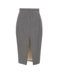 ELISABETTA FRANCHI Gonna in lana con spacco GREY Donna 
