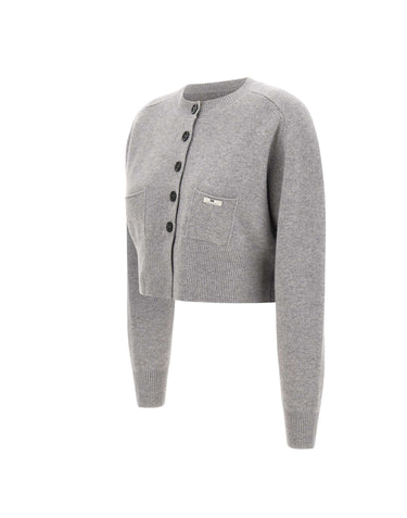 ELISABETTA FRANCHI Cardigan in lana e cashmere GREY Donna 