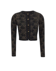 ELISABETTA FRANCHI Cardigan ricamato in misto viscosa BLACK Donna 