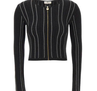 ELISABETTA FRANCHI Cardigan in maglia con zip BLACK Donna 