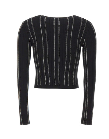 ELISABETTA FRANCHI Cardigan in maglia con zip BLACK Donna 