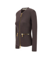 ELISABETTA FRANCHI Cardigan in maglia con zip BROWN Donna 