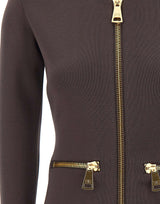 ELISABETTA FRANCHI Cardigan in maglia con zip BROWN Donna 