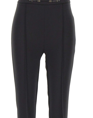 ELISABETTA FRANCHI Pantaloni in doppio crêpe stretch BLACK Donna 