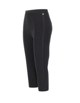 ELISABETTA FRANCHI Pantaloni in crêpe leggero e raso BLACK Donna 