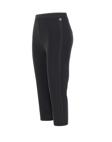 ELISABETTA FRANCHI Pantaloni in crêpe leggero e raso BLACK Donna 