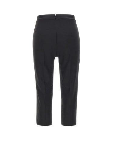 ELISABETTA FRANCHI Pantaloni in crêpe leggero e raso BLACK Donna 