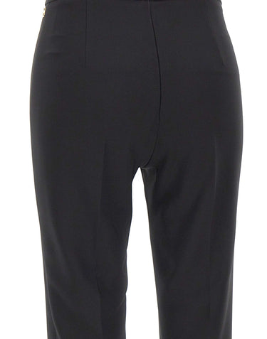 ELISABETTA FRANCHI Pantaloni in crêpe leggero e raso BLACK Donna 
