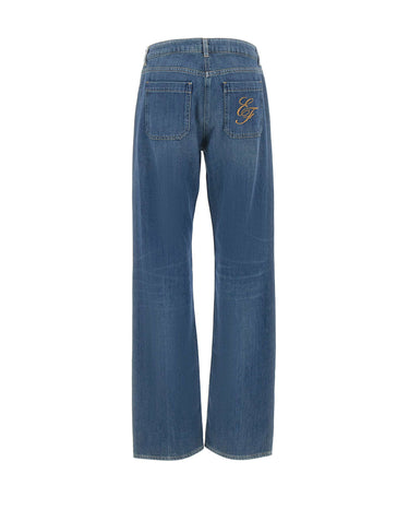 ELISABETTA FRANCHI Jeans a gamba larga e dritta BLUE Donna 